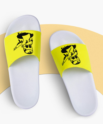 PERY-PAO Men Slides(Yellow, White , 10)