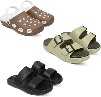 Acorn Men Slides(Brown, Black, Olive , 6)