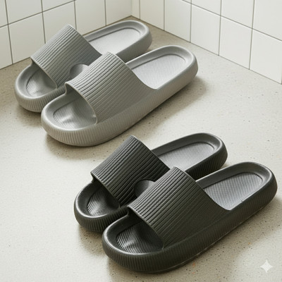 EQTIMA Men Slippers(Grey, Black , 10)