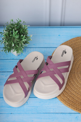 Footox Women Flip Flops(Purple , 8)
