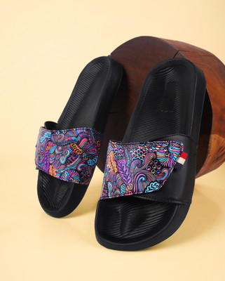 AMDRO Men Slides(Black , 8)