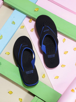 DOCTOR EXTRA SOFT Women Ortho-Care Diabetic Orthopaedic Comfort Dr Slippers Flip Flops(Black, Blue , 5)