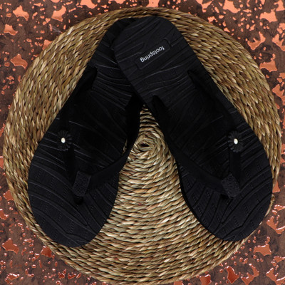 Footspring Women Slippers(Black , 8)