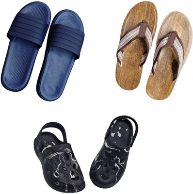 BLIBBERS Men Slippers(Blue, Brown, Black , 9)