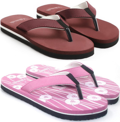 VAHMAH Women Slippers(Maroon, Pink , 7)