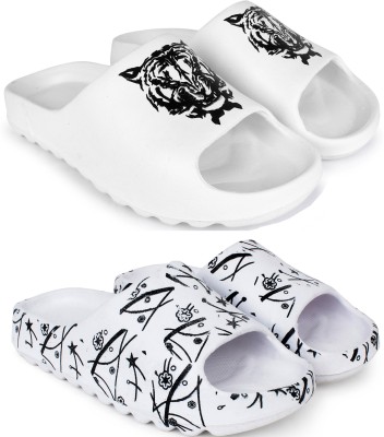 Kapani Fashion Men Slides(White, White , 10)