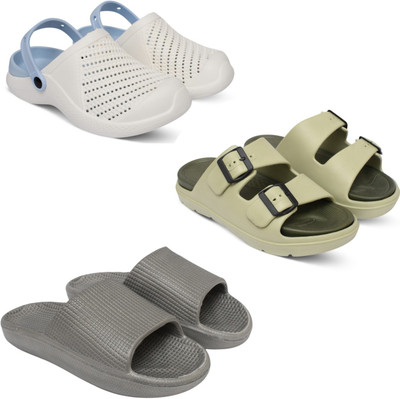 Acorn Men Slides(Blue, Beige, Grey , 9)