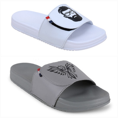 Foot Print Men Slides(Multicolor , 8)