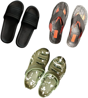 BLIBBERS Men Slippers(Black, Black, Green , 7)