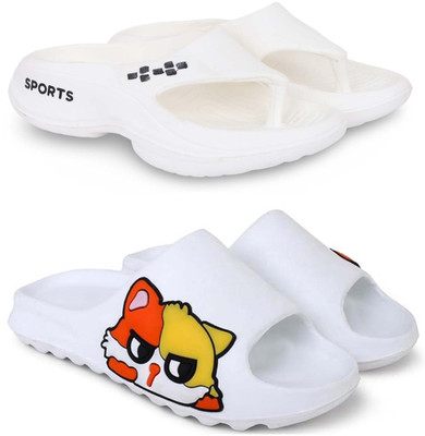 KAPYANSH Men Slippers(White, White , 8)