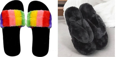 rexizone Women Slides(Multicolor, Black , 5)