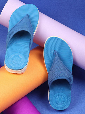 Neoz Women Levirex Lightweight with Arch Support Durable Anti-Skid & Stylish Dailywear| Flip Flops(Blue , 8)