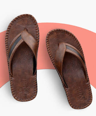 Kraasa Men Flip Flops(Brown , 7)