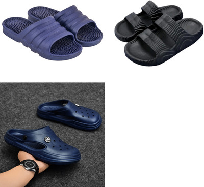 ventus Men Slippers(Black, Blue , 10)