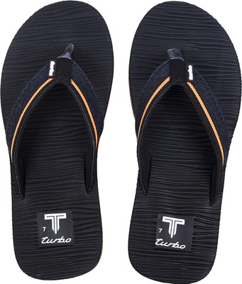 TURBO Men Flip Flops(Black , 10)