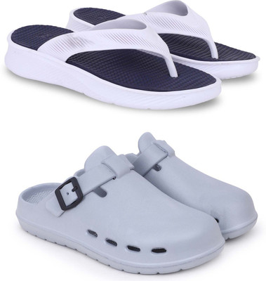 Kapani Fashion Men Slippers(Blue, Grey , 10)