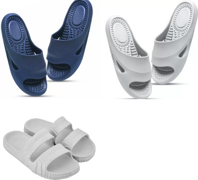 house of common Men Slippers(Blue, Grey , 7)