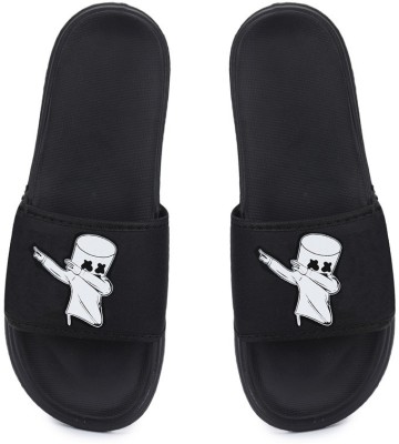 LifeO Men Slides(Black, White , 10)