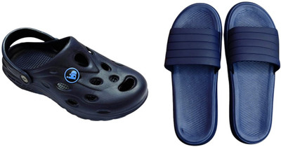 BLIBBERS Men Slides(Blue, Black , 8)