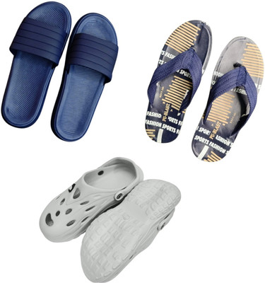 BLIBBERS Men Slippers(Blue, Blue, Off White , 9)