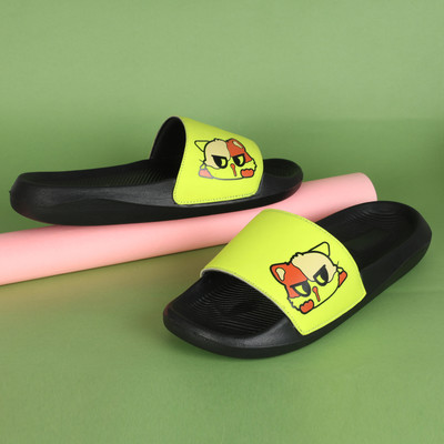 Foot Print Men Slides(Green , 8)