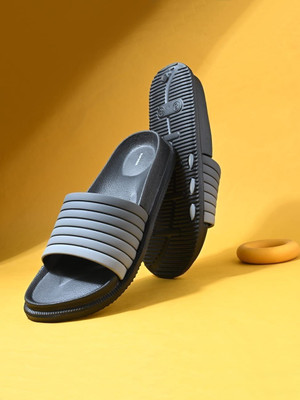 slipover Men Comfort Trendy Stylish Slip-On Slipper, Flip Flop Slides(Grey, Black , 10)