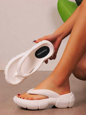 Deals4you Women Flip Flops(White , 4)