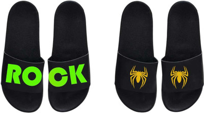 nvisan Men Slides(Green, Yellow, Black , 8)