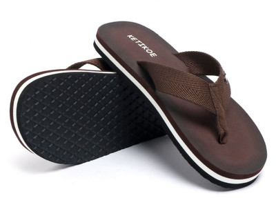 KETIKOE Men Flip Flops(Brown , 7)