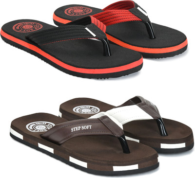Stepsoft Men Slippers(Red, Brown , 8)