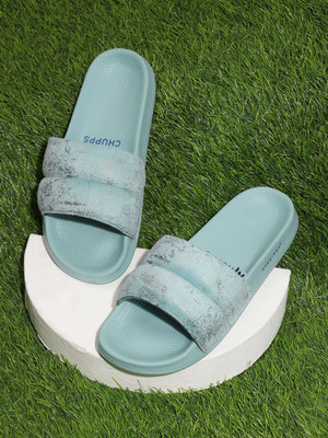 Chupps Women Puff Sky Blue Slides Slippers Soft Lightweight Flip Flops For Slides(Blue , 3)