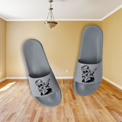 Foot Print Men Slides(Grey , 10)