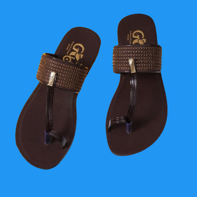 OMRPM Women Flip Flops(Brown , 5)