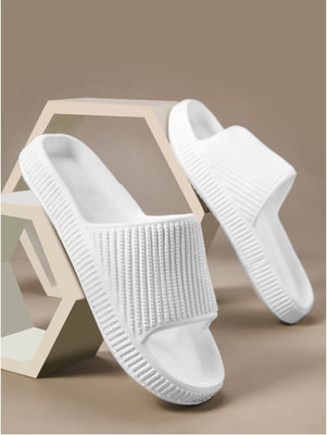 Footsace Men Slides(White , 6)