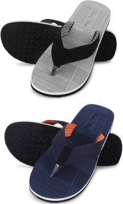 Footexo Men Flip Flops(Navy, Grey , 7)