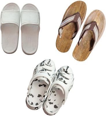 BLIBBERS Men Slippers(White, Brown, White , 7)