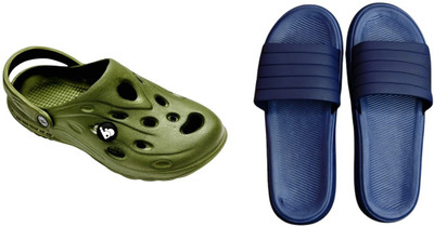 BLIBBERS Men Slides(Green, Blue , 9)