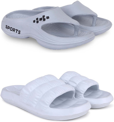 Pampy Angel Men Slippers(Grey, White , 8)