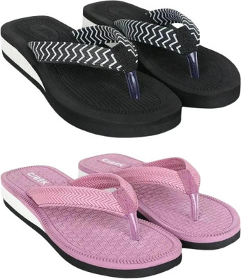 CIBEK Women Doctor step with cibek comfortable extra soft daily wear women slipper pack of 2 Flip Flops(Multicolor , 5)