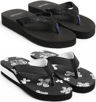 VAHMAH Women Slippers(Black, Black , 5)