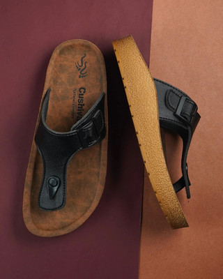 Cushiva Men Slippers(Black, Brown , 9)
