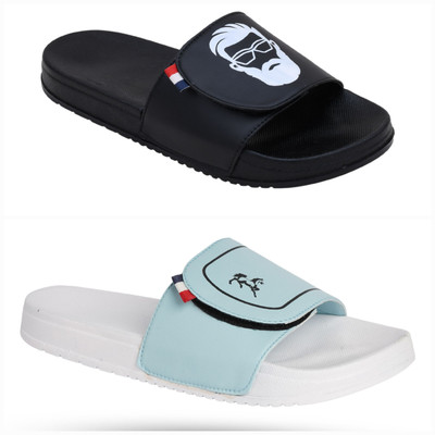Foot Print Men Slides(Multicolor , 8)