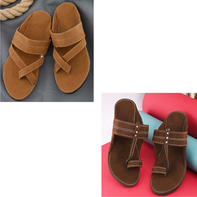rajeraj Men Sandals(Brown, Tan , 8)