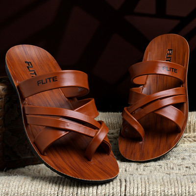 FLITE Men Flip Flops(Tan , 6)