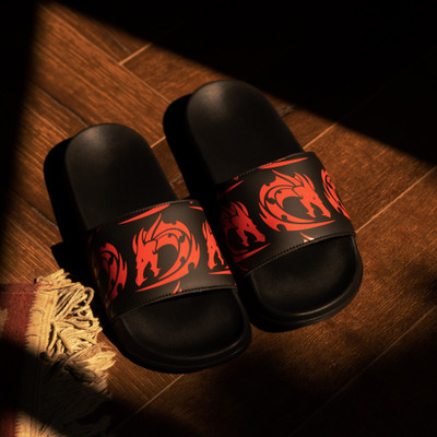 ARVAN Men Slides(Black, Red , 6)