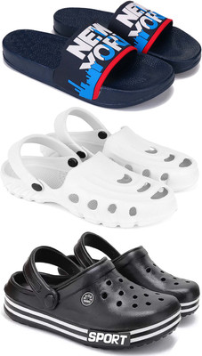Pennen Men Slippers(Black, Blue, White , 7)