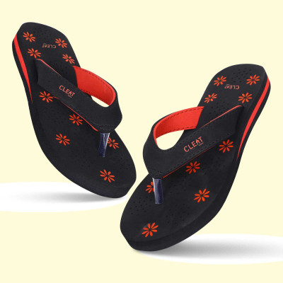 getCLEAT Women Breathable Soft PU Slippers | Durable Non-Slip Casual for Home & Outdoor Use Slippers(Black , 6)
