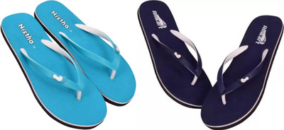 NISTHA Women Flip Flops(Blue, Blue , 4)