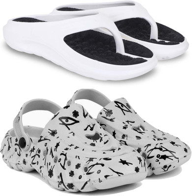 Pampy Angel Men Slippers(White, Grey , 6)