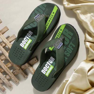DOCTOR EXTRA SOFT Men Mens Stylish Ortho Care Slipper Orthopedic Diabetic Comfort Soft Doctor Dr House Flip Flops(Green , 9)